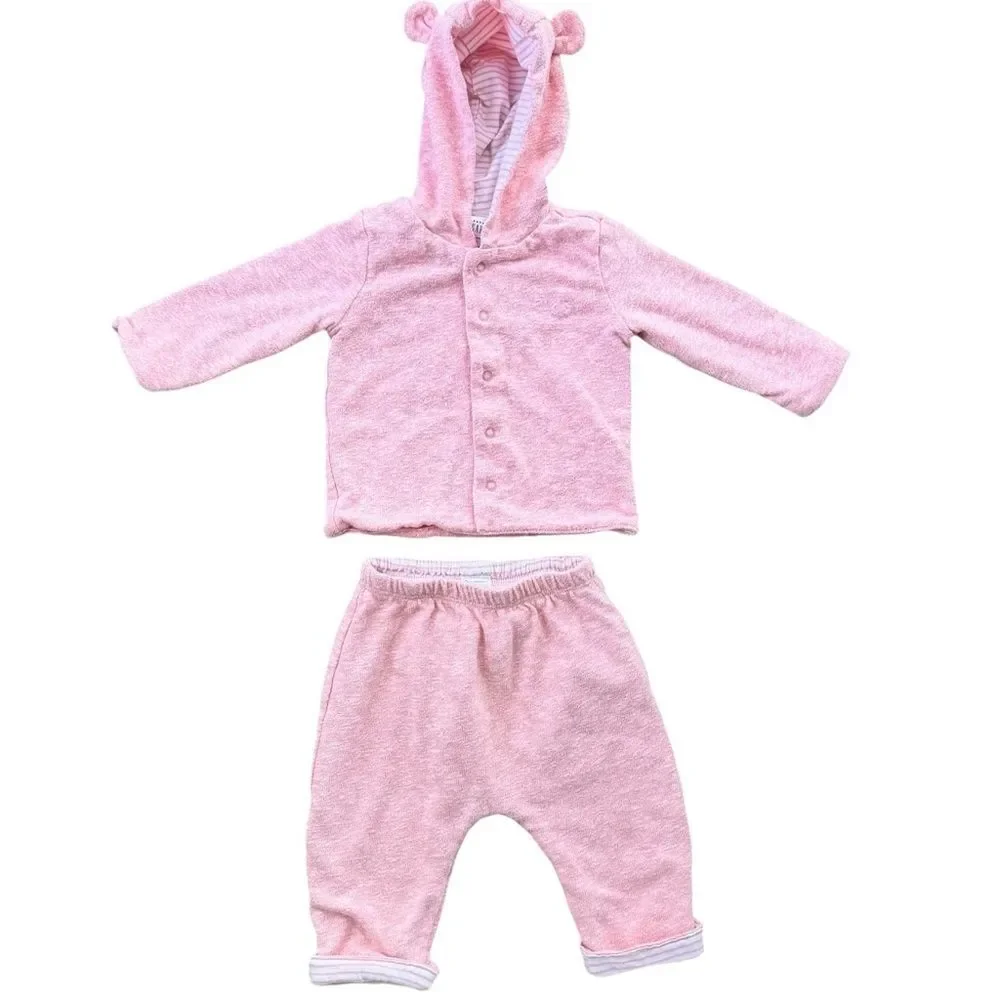 Baby Gap Girls Kids Pink Reversible Matching Sweatsuit Outfit. 3-6 Months.